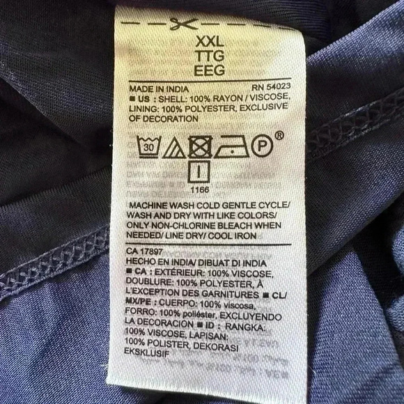 Flowy Sleeve Navy Mini Dress with Orange and White Ribbon Detail - Picture 5 of 5